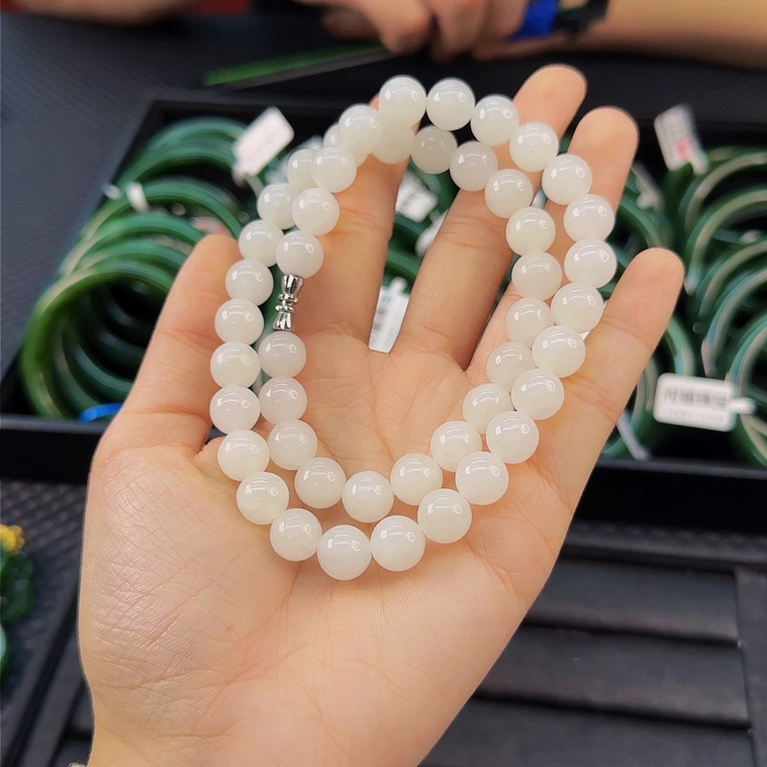 颈饰未镶嵌和田玉白玉妈妈链卡10