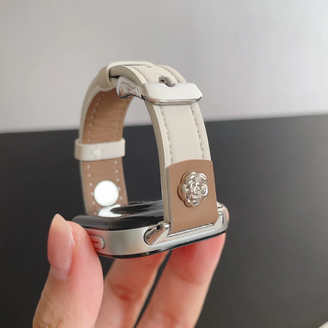 轻奢山茶花适用华为fit4手表fit4pro皮表带fit3华为手环1098腕带