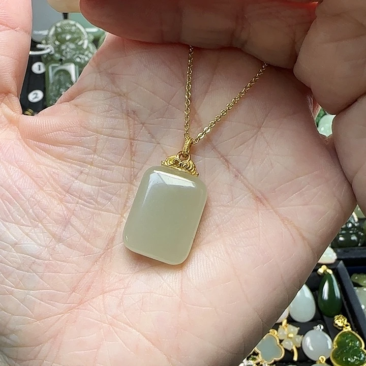 和田玉银S925镶嵌颈饰