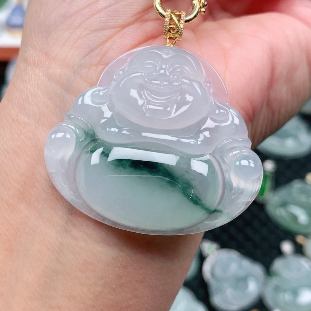 翡翠吊坠(不含链)18K金镶嵌