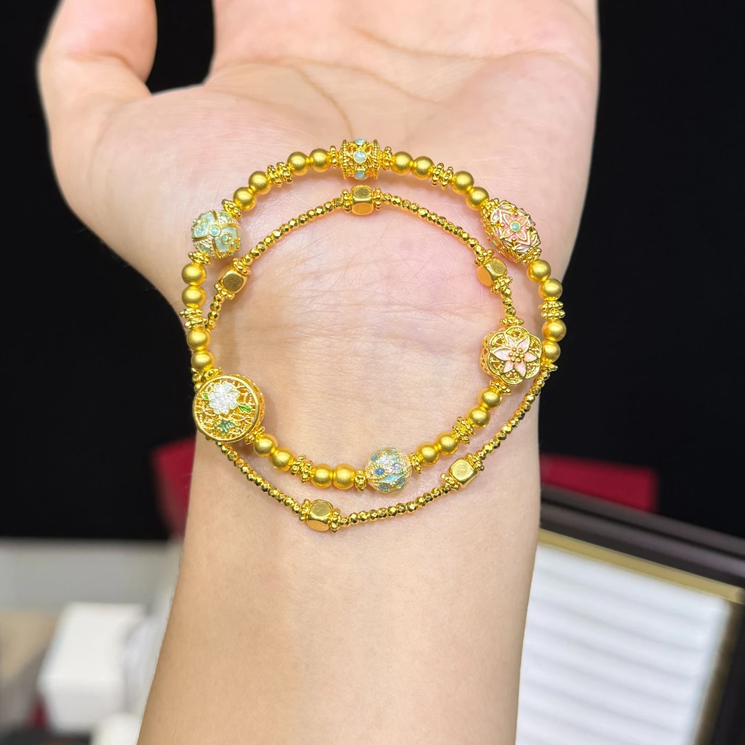 足金999荷塘月色双圈手串 C2406001