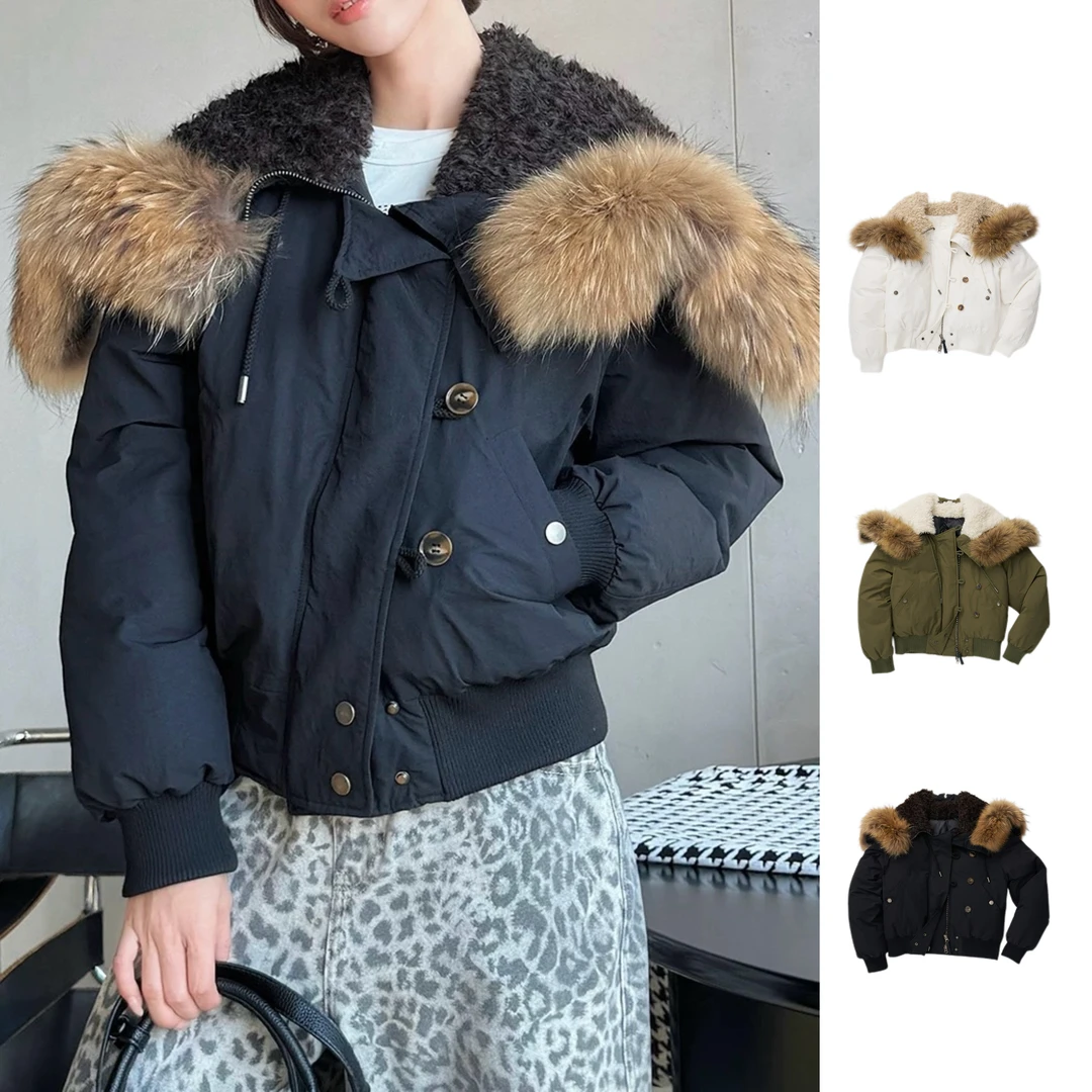 REFOUND TEN 设计师品牌短款鸭绒保暖厚款外套 棉服———黑鸭子