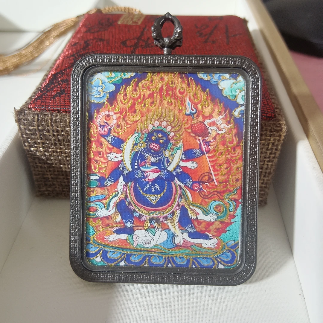 唐卡大黑天描金半手绘