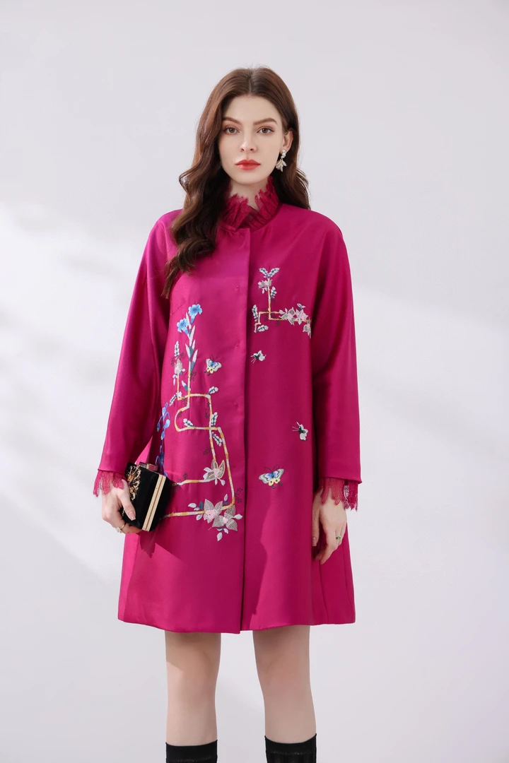 【古梵攻】2410夏姿风丝毛刺绣水溶花边宽松气质秋冬外套上衣时尚