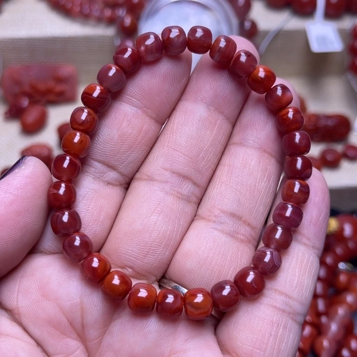 南红玛瑙未镶嵌手链火焰7 M