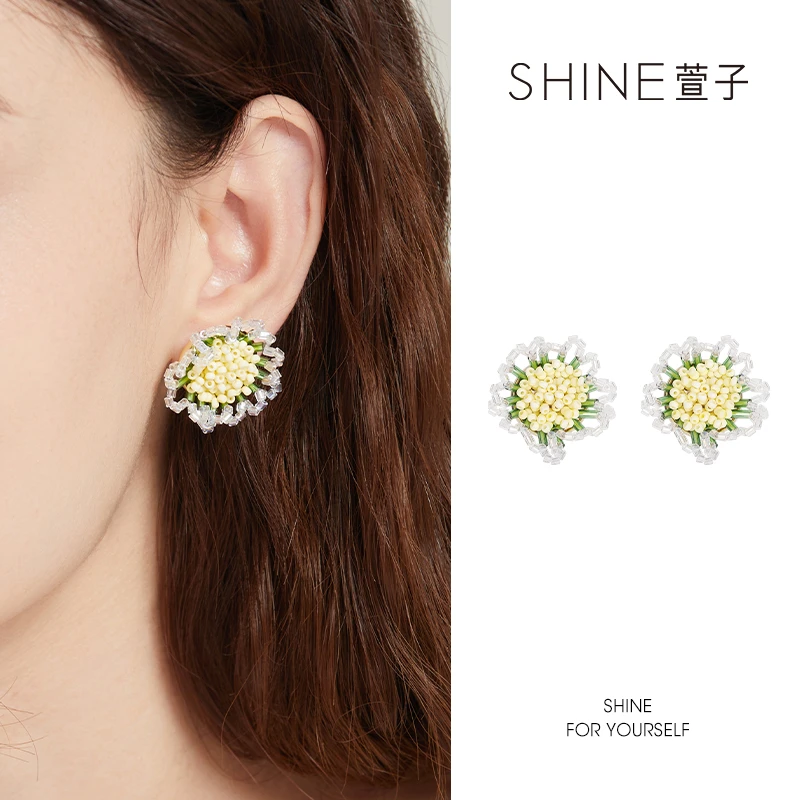 萱子 非金属仿水晶耳饰 甜美耳环小清新小众森系超仙气质耳饰