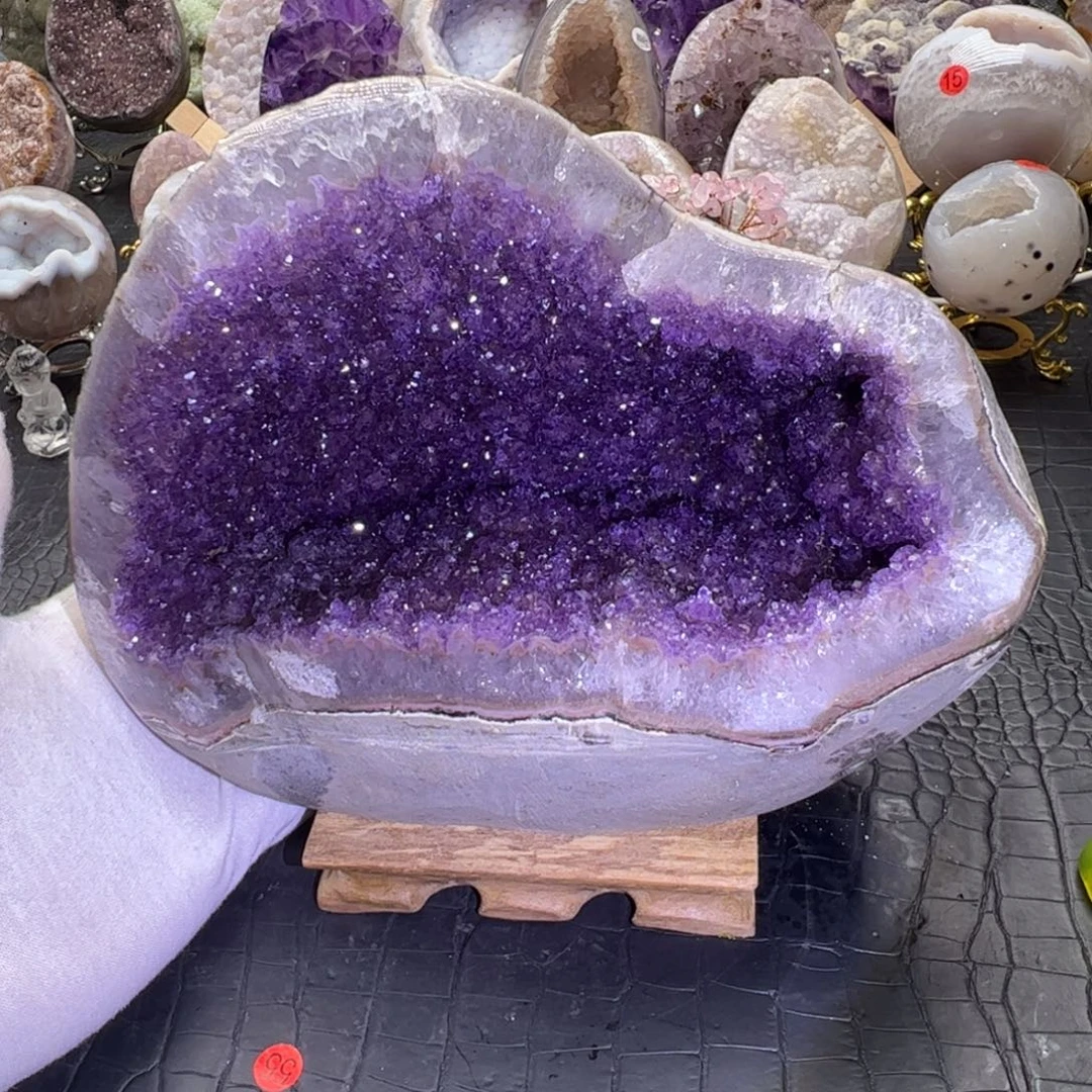 珠宝半成品未镶嵌水晶决绝紫粉紫晶花窝窝摆件51