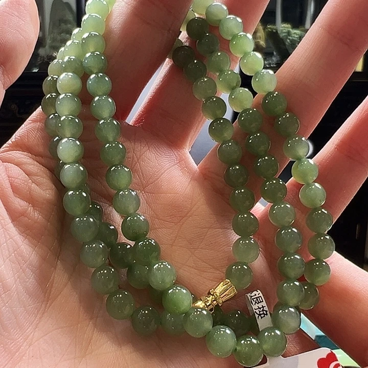 颈饰未镶嵌和田玉（糖玉）珠链