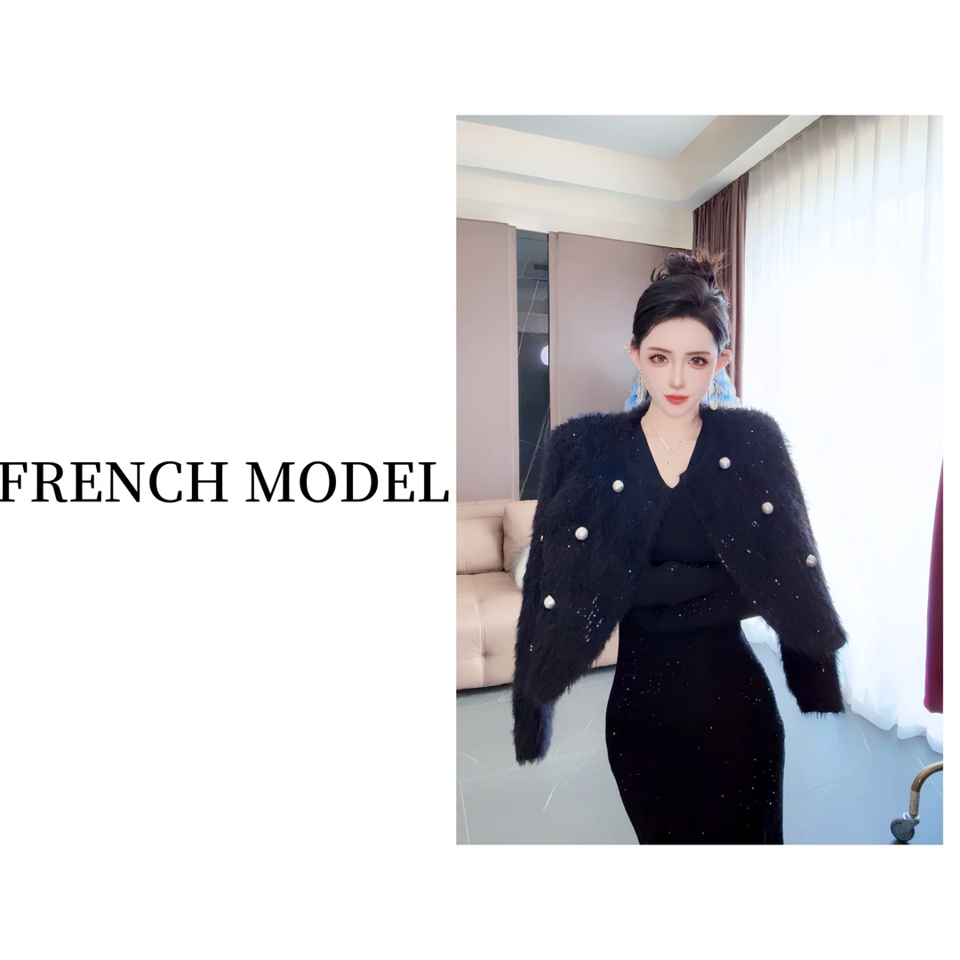 法模FRENCH MODEL . 【漫天星河】V领带钻修身连衣裙 41160534