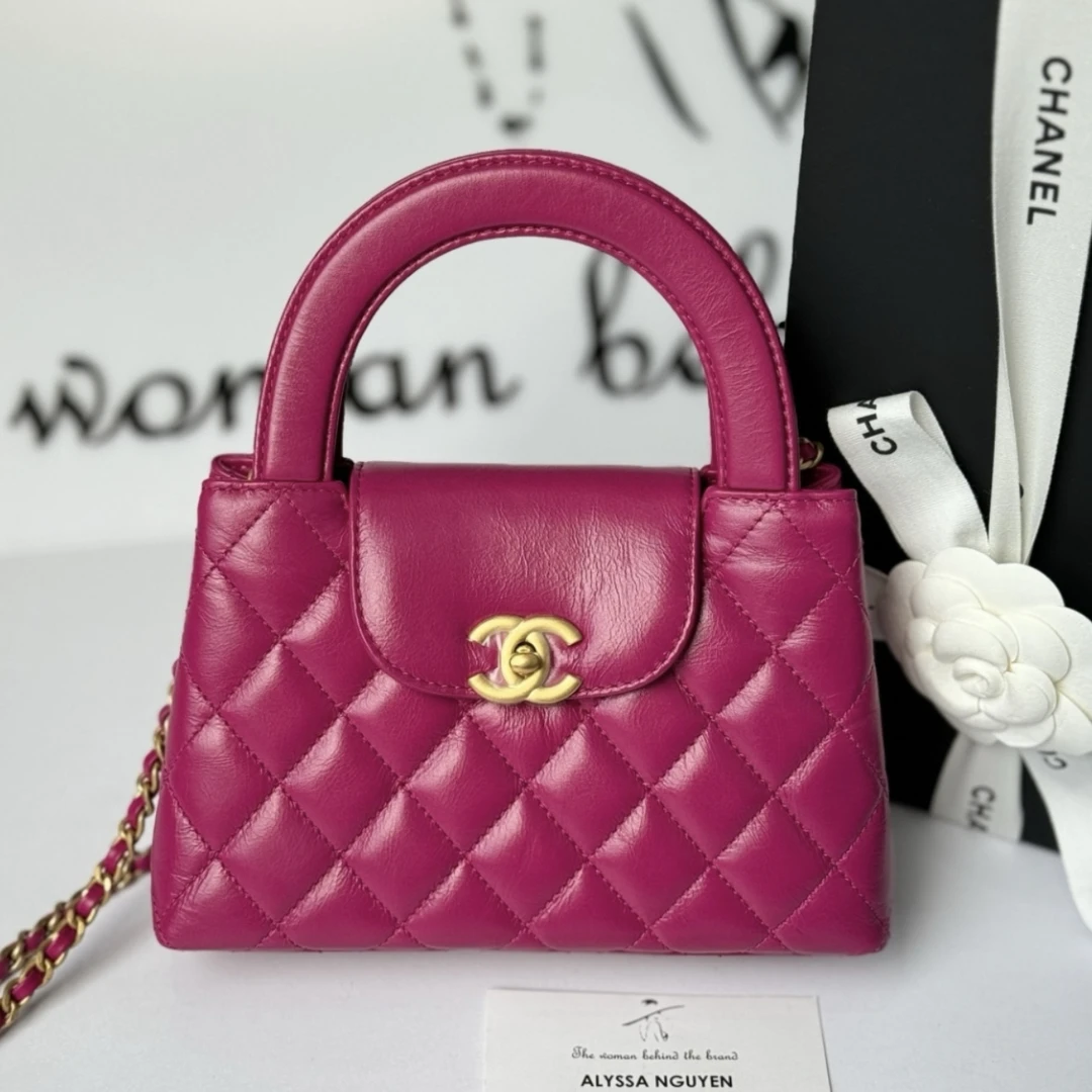 99新 Chanel/香奈儿 Chanel香奈儿紫红kelly拎包25030151-01