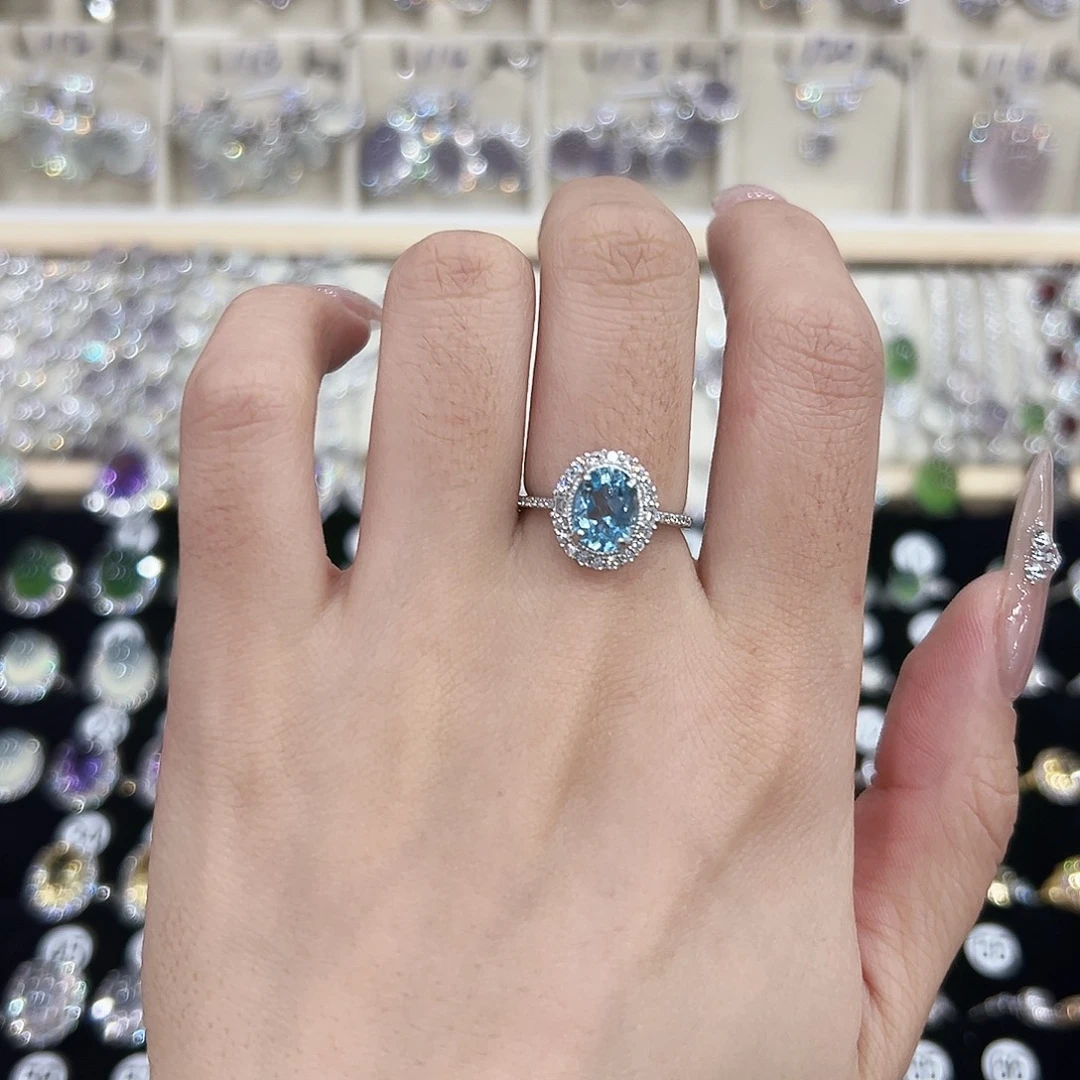 托帕石戒指银S925镶嵌