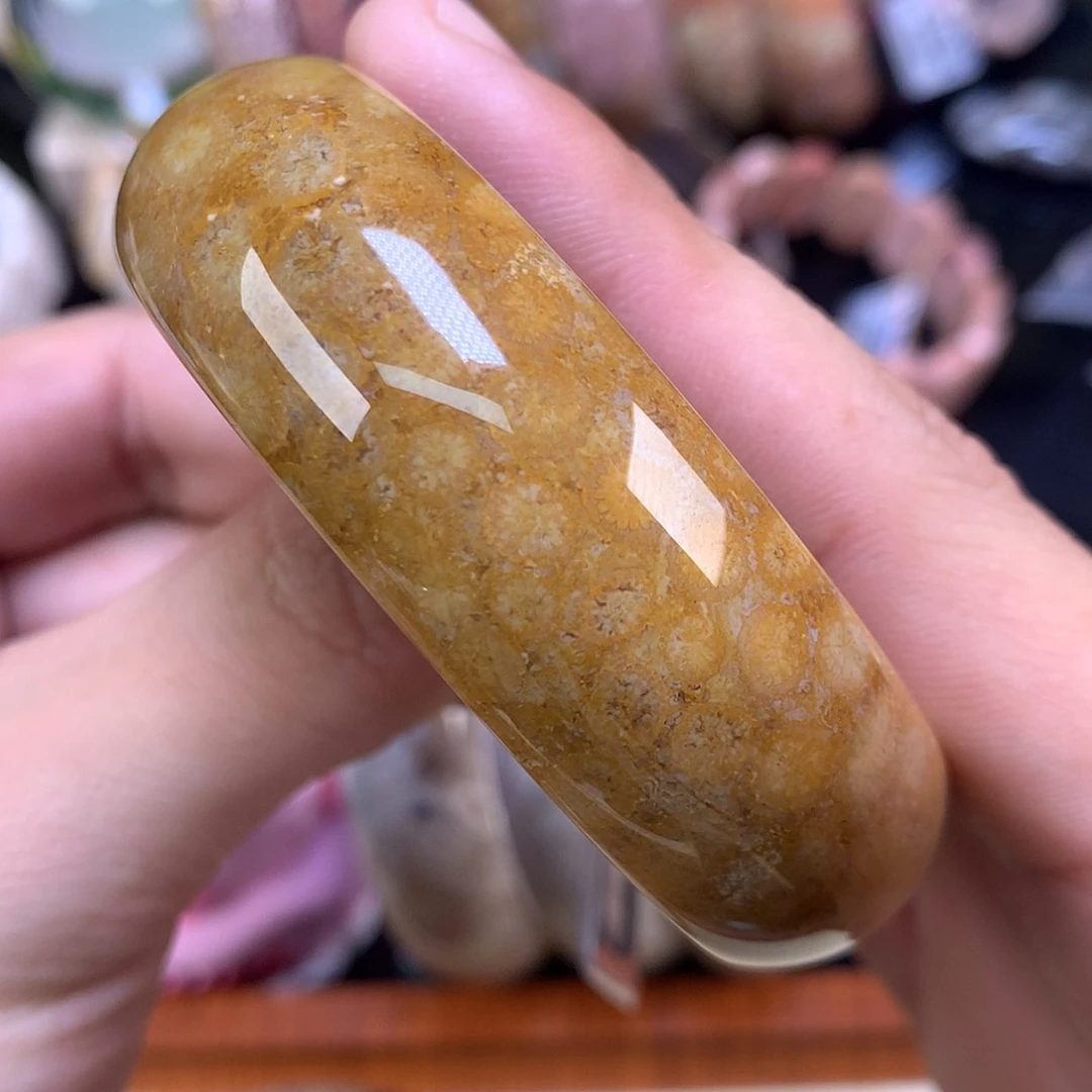 【闪购商品】颈饰未镶嵌硅化珊瑚（珊瑚玉）20号57圈金黄色调