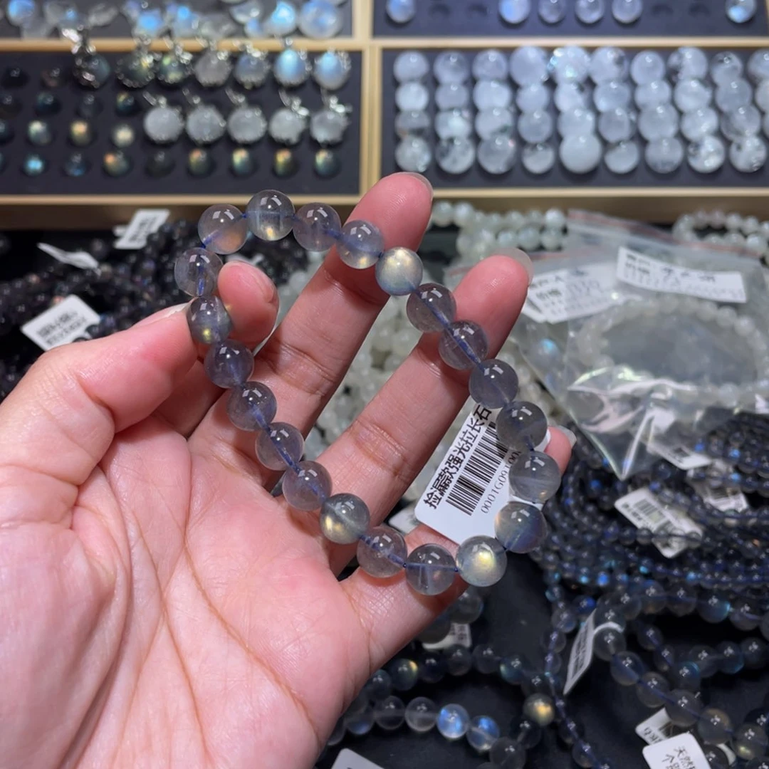拉长石手链未镶嵌k***✨灰月光手链9.6m
