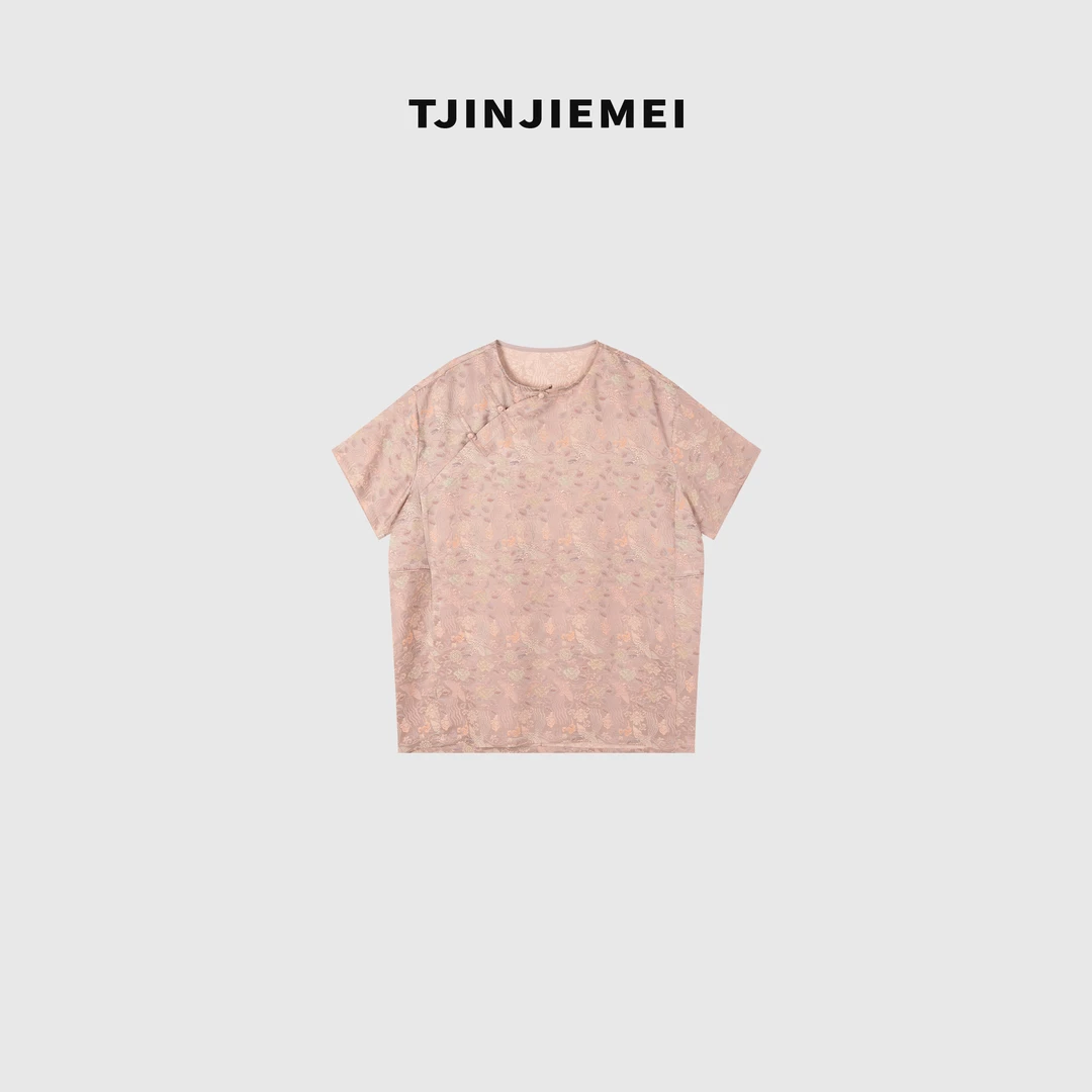 T井姐妹【素锦】设计感圆领简约复古短袖T恤DX2505-TJ300