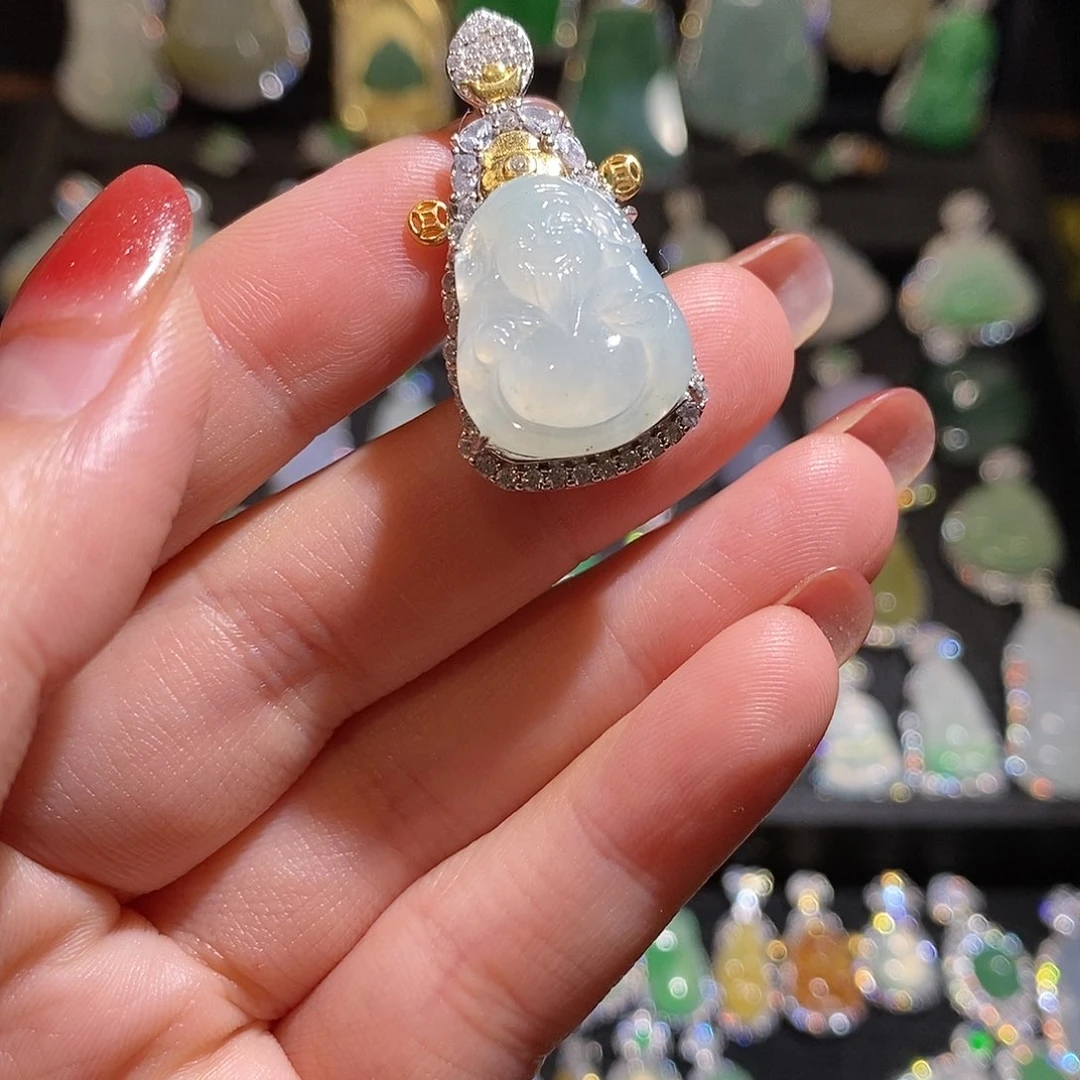 颈饰银S925镶嵌翡翠天然翡翠