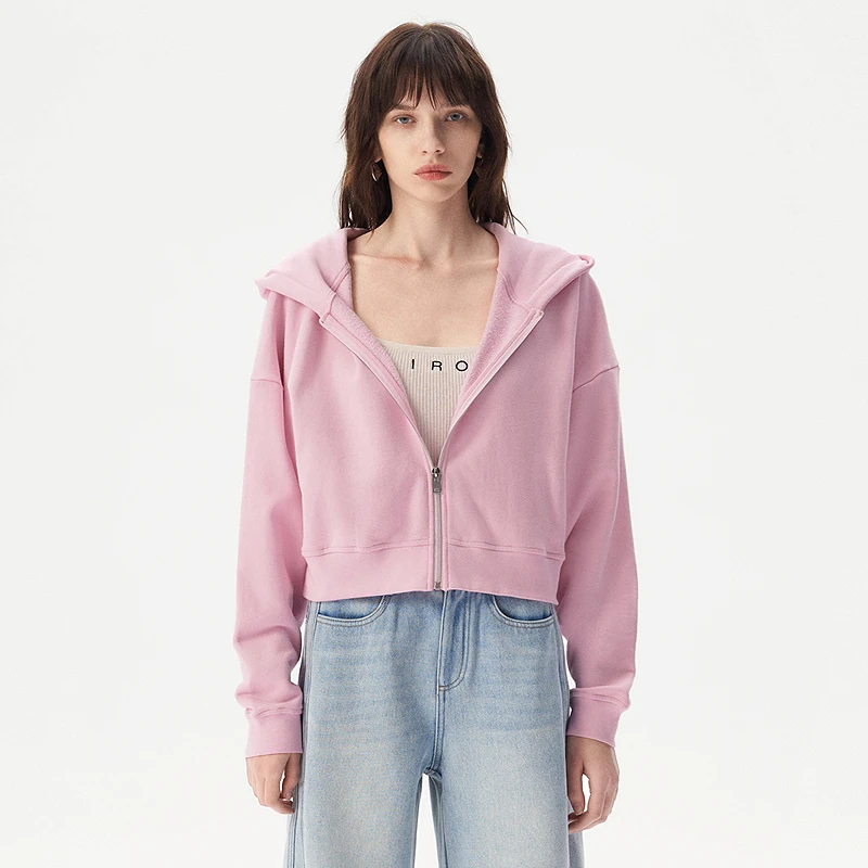 【流光风】IRO Night 粉色卫衣外套连帽休闲慵懒法式轻奢25秋冬女装