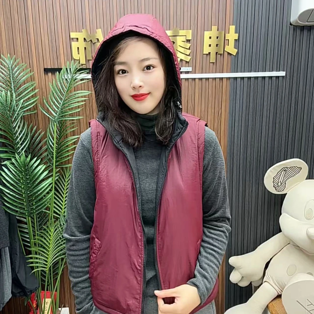 《坤家严选》秋冬季新款连帽款两面拼接穿拉链马夹马甲棉服冬季保暖