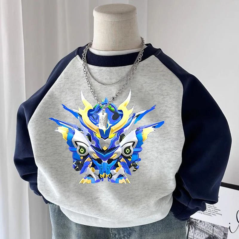 蛋仔派对儿童火麒麟机甲卡通儿童男女童秋冬男童加绒卫衣