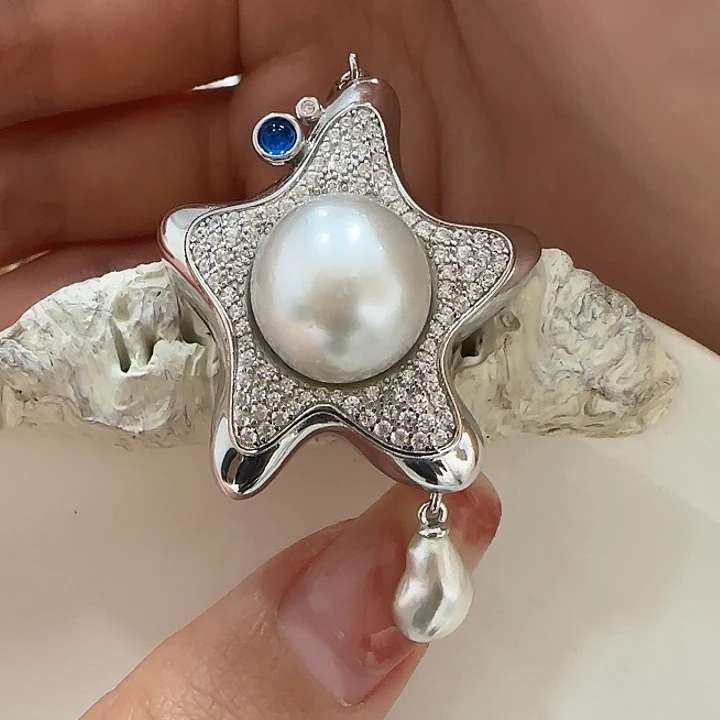 海水珍珠吊坠(不含链)银S925镶嵌