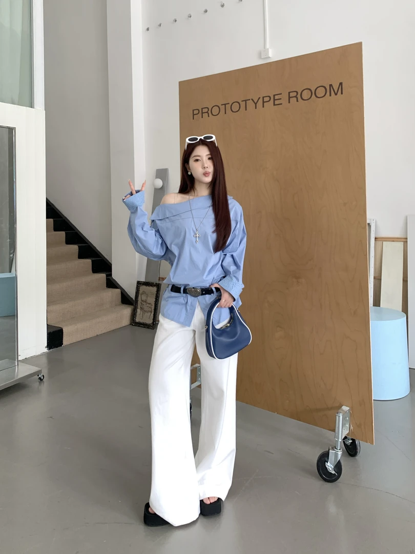 【肖恩童话现货】甜辣多多2025春夏白（不透）高腰宽松显瘦牛仔阔腿裤