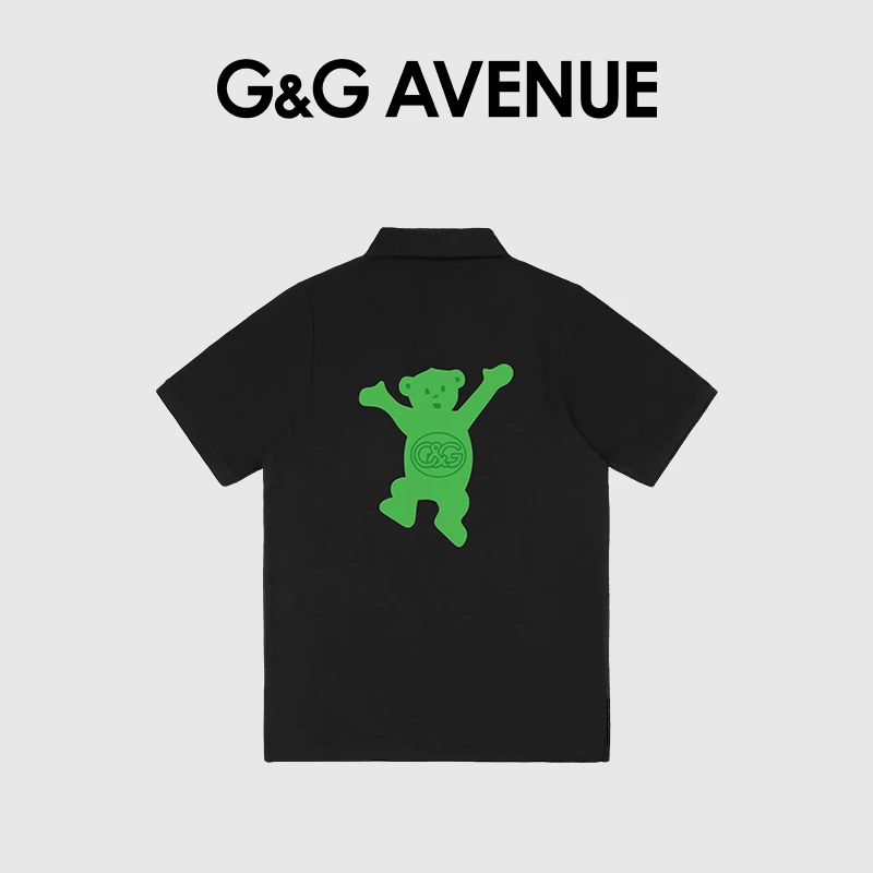 G&G AVENUE夏季适中型常规短袖宽松型Polo衫T恤时尚个性男士宽松