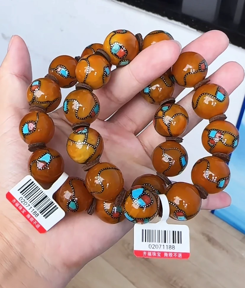 【齐福珠宝】XQ1188/17mm原矿尼泊尔特级满色石膏蜡（多样性发其一）