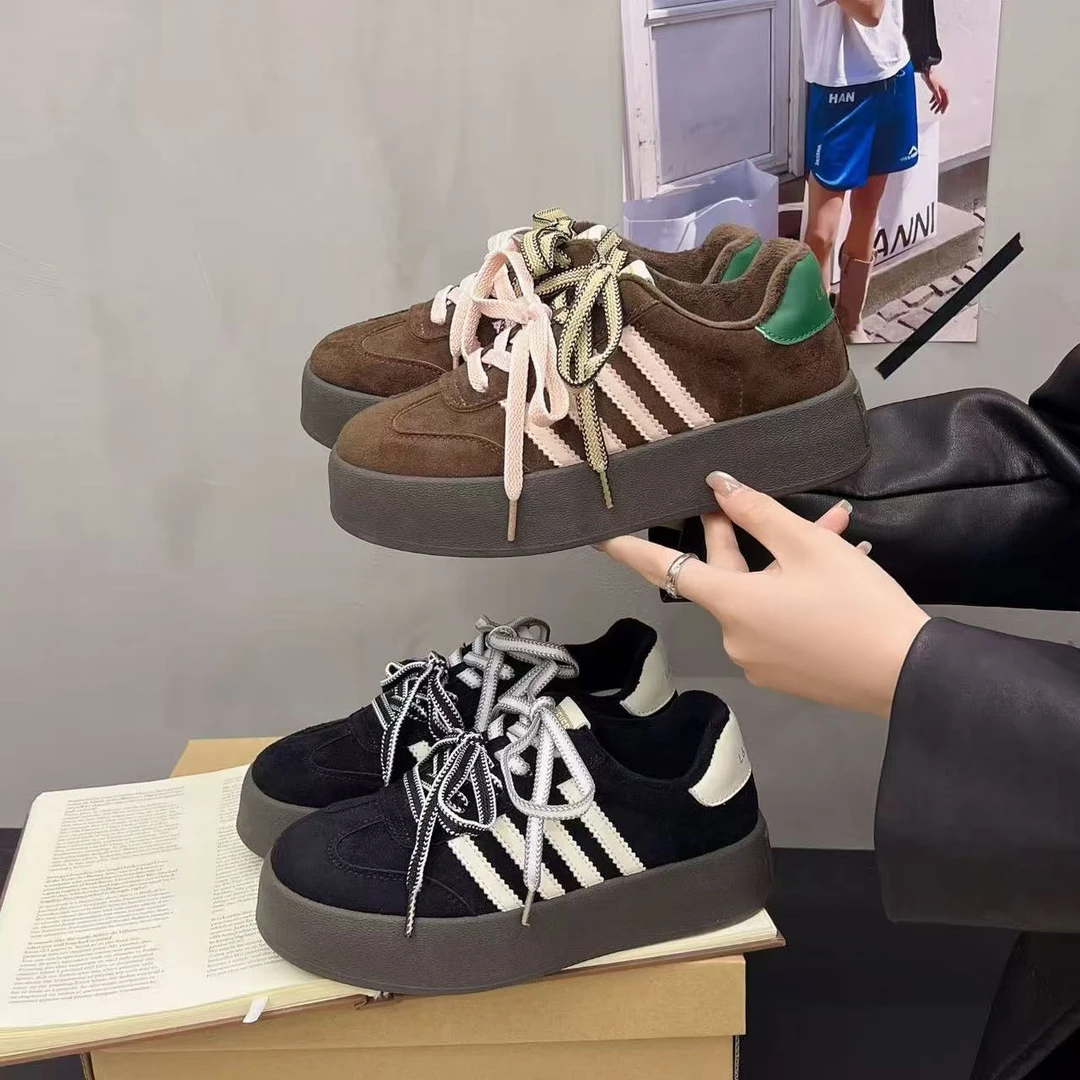 新疆佳佳鞋品 2025秋冬新款复古双鞋带加绒德训D3391