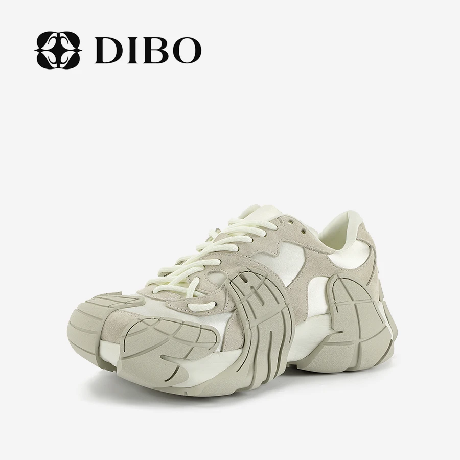 DIBO碲铂 八爪鱼鞋灰色系休闲鞋多面积拼色运动风女鞋25123010