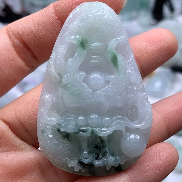 翡翠未镶嵌颈饰随形龙行天下福利卡厚10+