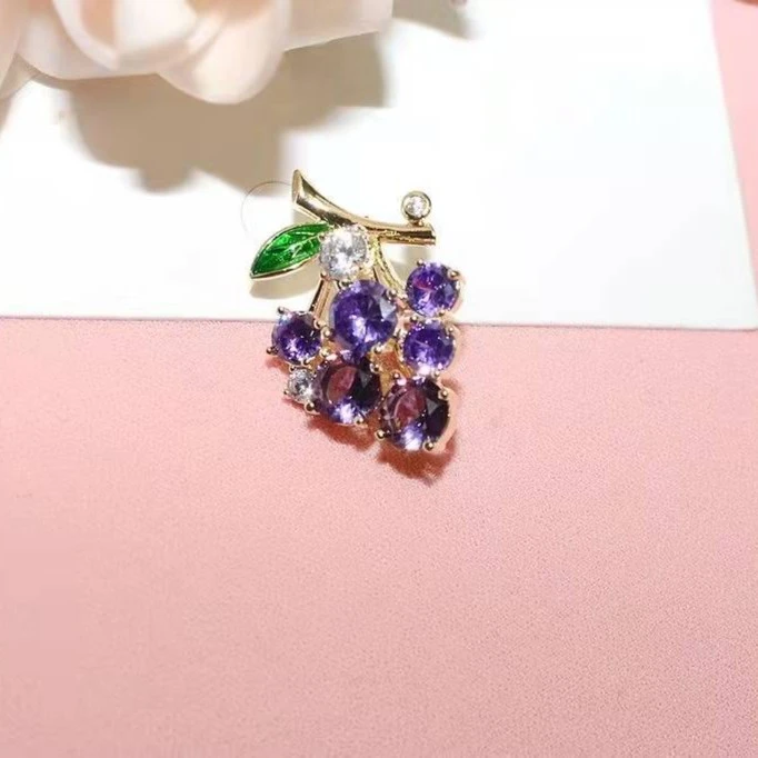 铜合金胸针 MN006可爱紫葡萄胸针