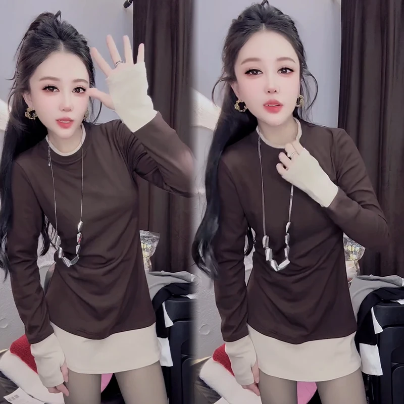 2025秋冬新款时尚显瘦气质网红高档洋气女高级百搭宽松大码 T桖衫