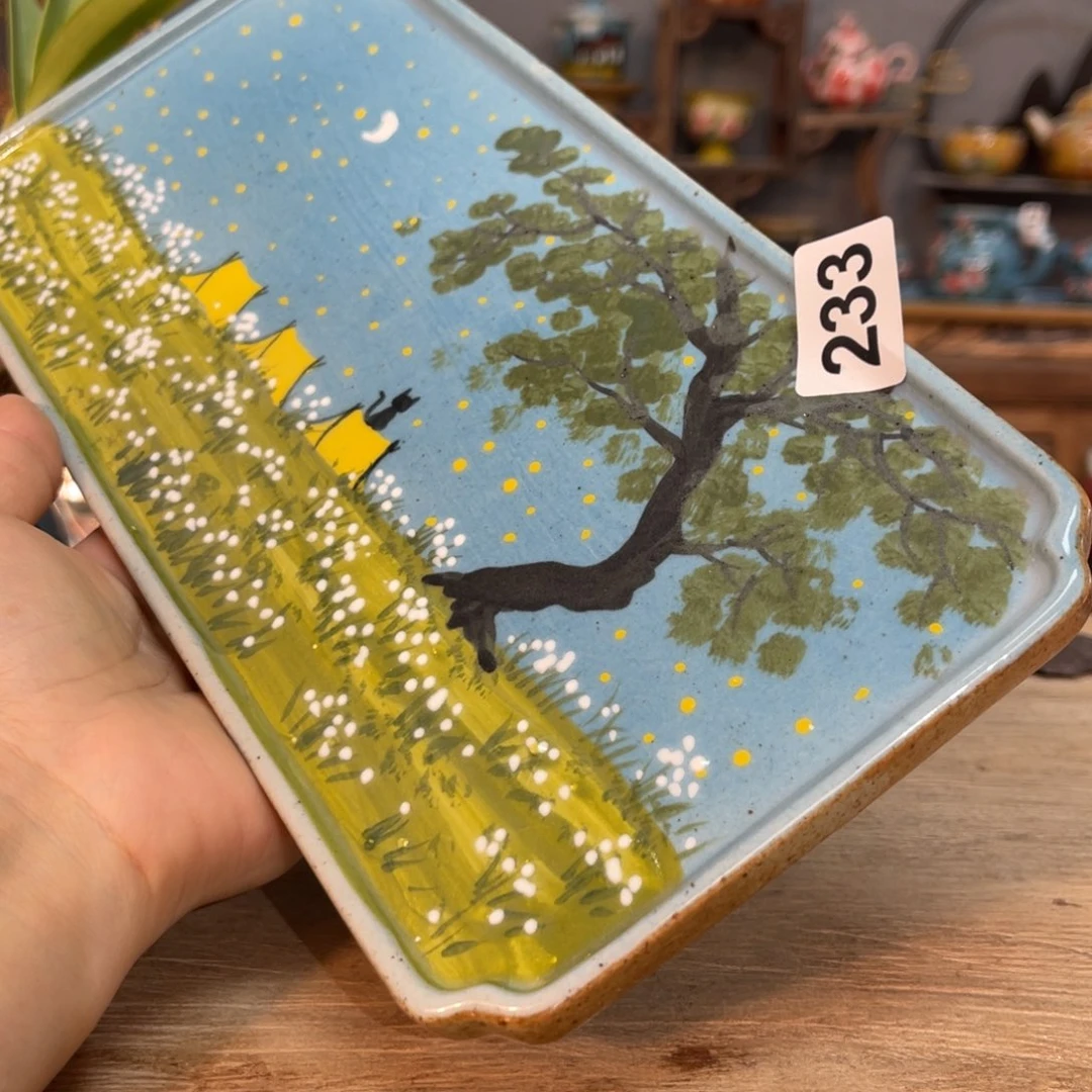 壶素浅陶瓷手工手绘