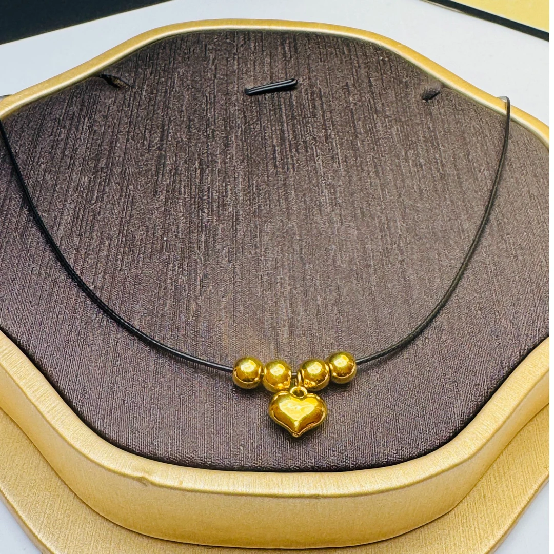 224#足金999  黄金南洋大金珠配小桃心