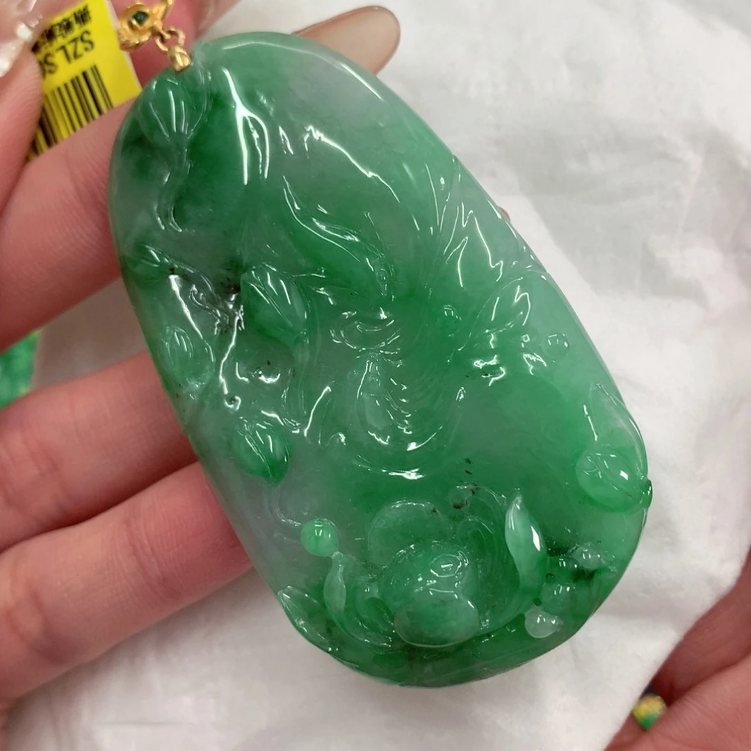 翡翠18K金镶嵌吊坠(不含链)