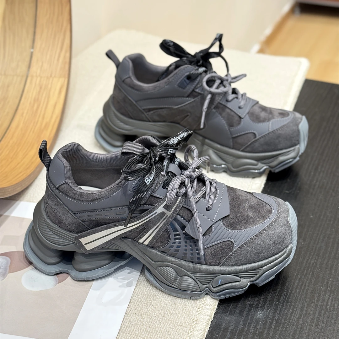 真皮潮流个性松糕炸街老爹鞋女2025新款秋甜酷厚底爆款时尚运动鞋