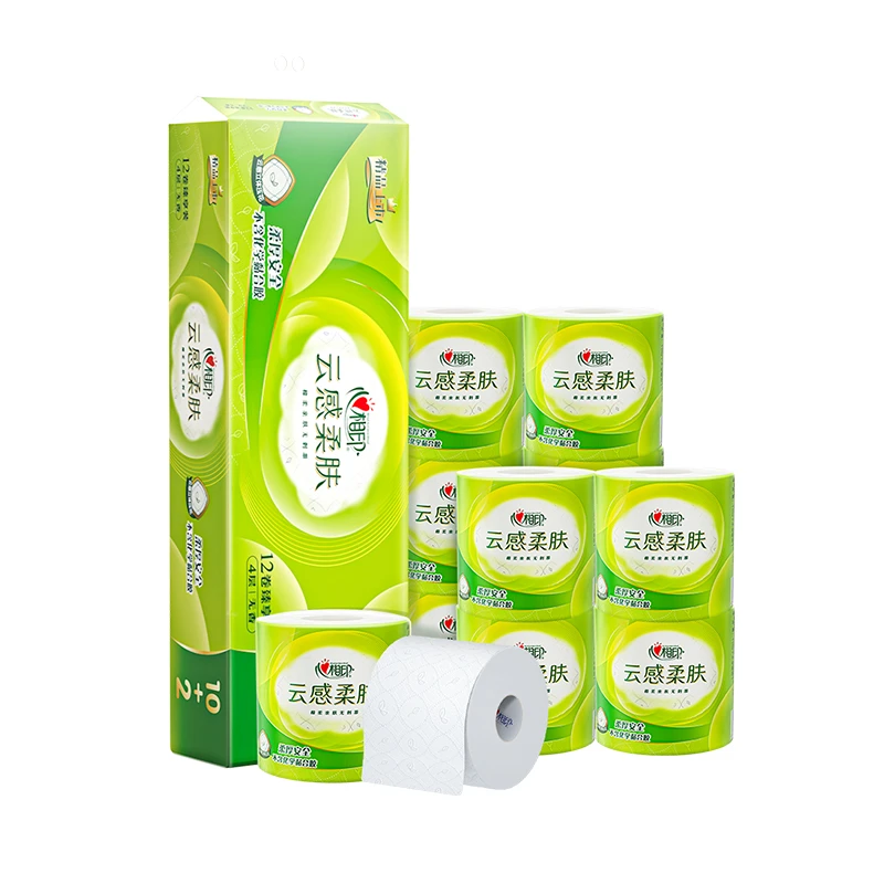 BT5312 心相印云感110克12粒/提四层立体压花有芯卷筒卫生纸厕纸