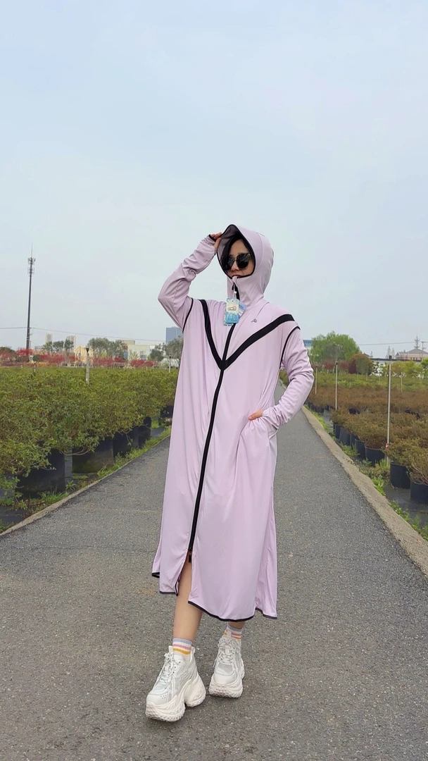 004防晒衣女长款连体外套防紫外线透气冰丝薄款夏季防晒服