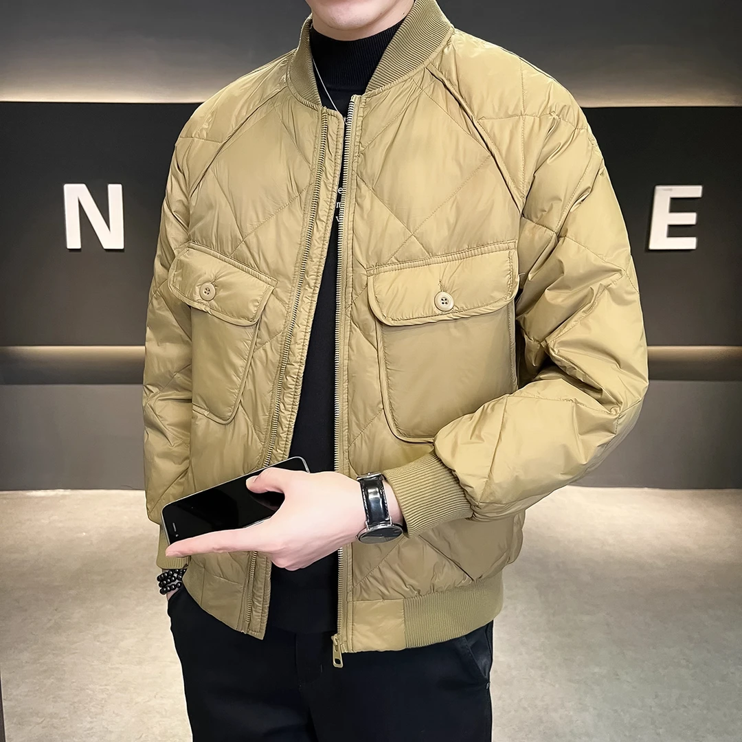 棒球领羽绒服男2025年新款冬季轻薄保暖短款工装外套韩版帅气潮牌