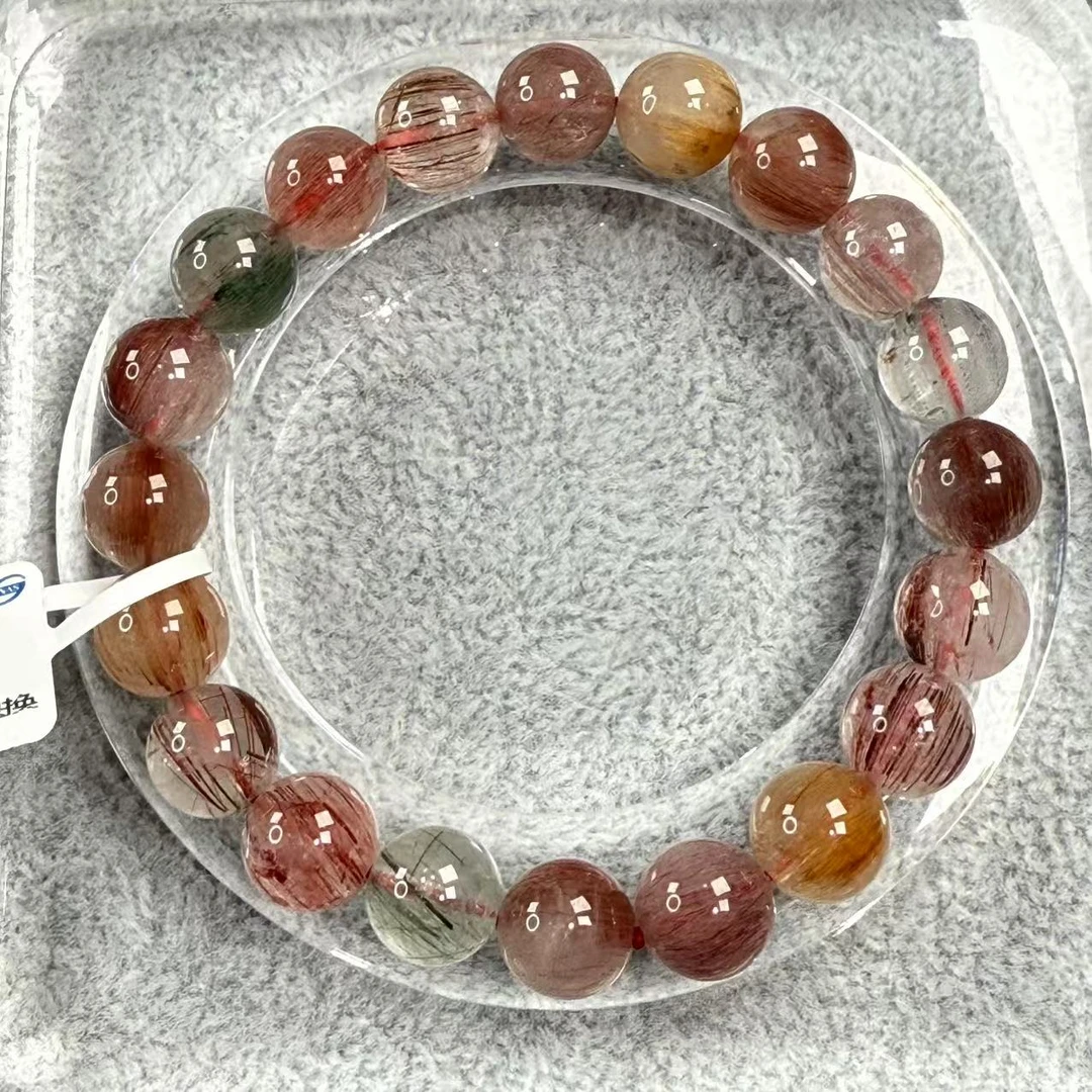 天然净体高冰透彩发晶水晶手串尺寸可选产品多样性发一