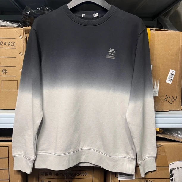 8869撤柜H剪标图案卫衣软糯质感男款春秋款渐变色雪花刺绣标