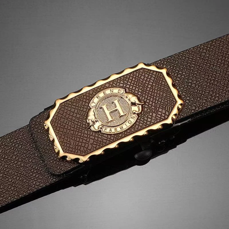 H金色款腰带时尚高档自动无牙皮带男士字母皮带