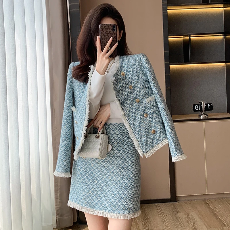 轻熟风气质长袖外套时尚套装女2025秋冬款休闲名媛高腰半裙两件套