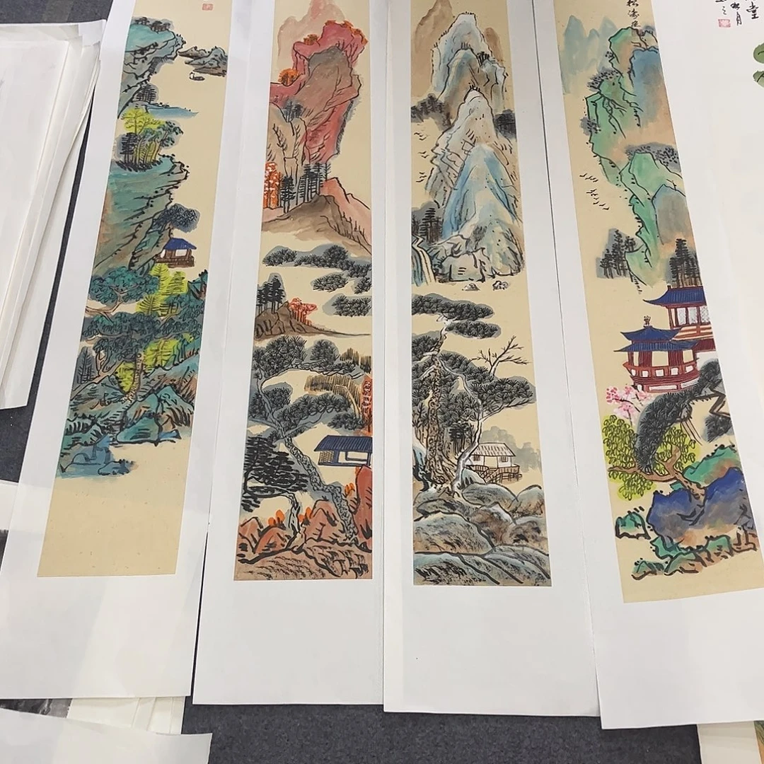 国画TD精品国画作品四条屏