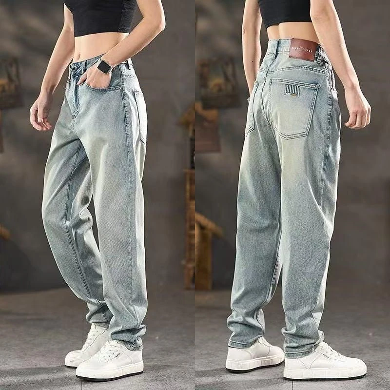 2025夏季新款牛仔裤男士宽松锥形直筒透气弹力休闲裤复古百搭裤子