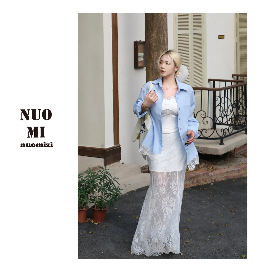 ZOZ糯米子[人气选手]蕾丝衬衫春季新款防晒外套法式衬衣高级感