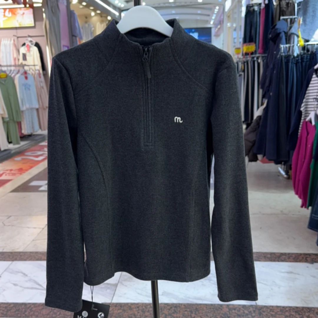 加绒长袖半拉链T恤女健身运动瑜伽跑步内搭半高领打底衫