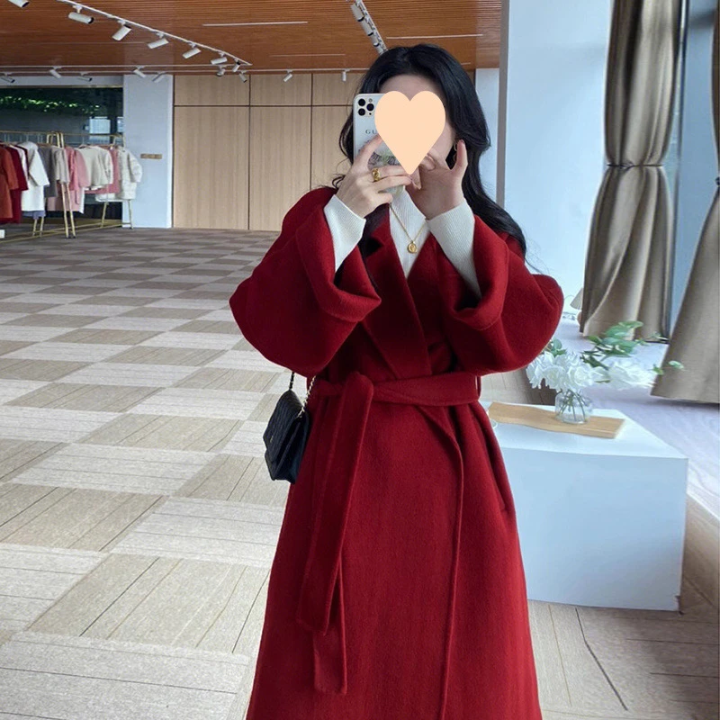 年流行秋冬季中长款高档双面绒毛呢外套女百搭小个子呢子大衣