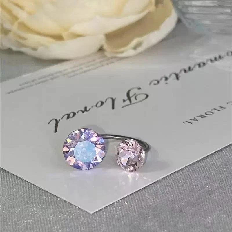 合金仿水晶耳饰 钛合金马蹄环耳饰施家华子气质时尚百搭经典轻奢