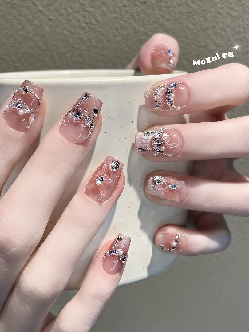 茉哉KK【天使之吻】孤手工定制美甲拆卸穿戴甲A3031/A3032