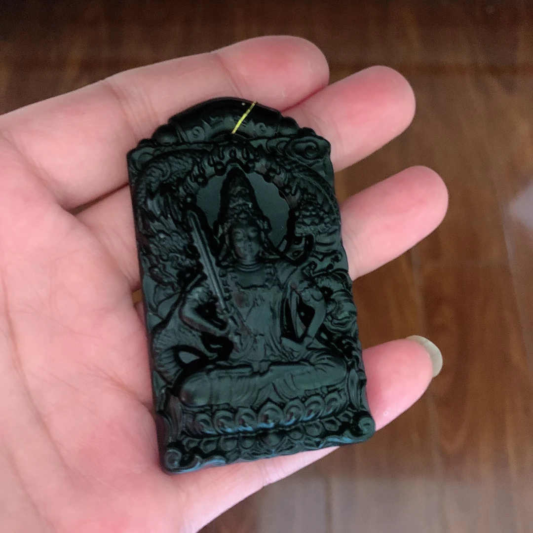 天然缅料A货 十级黑虚空挂件1048